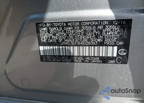 2017 Lexus Ls 460 из США, поврежденный, VIN JTHCL5EFXH5028383